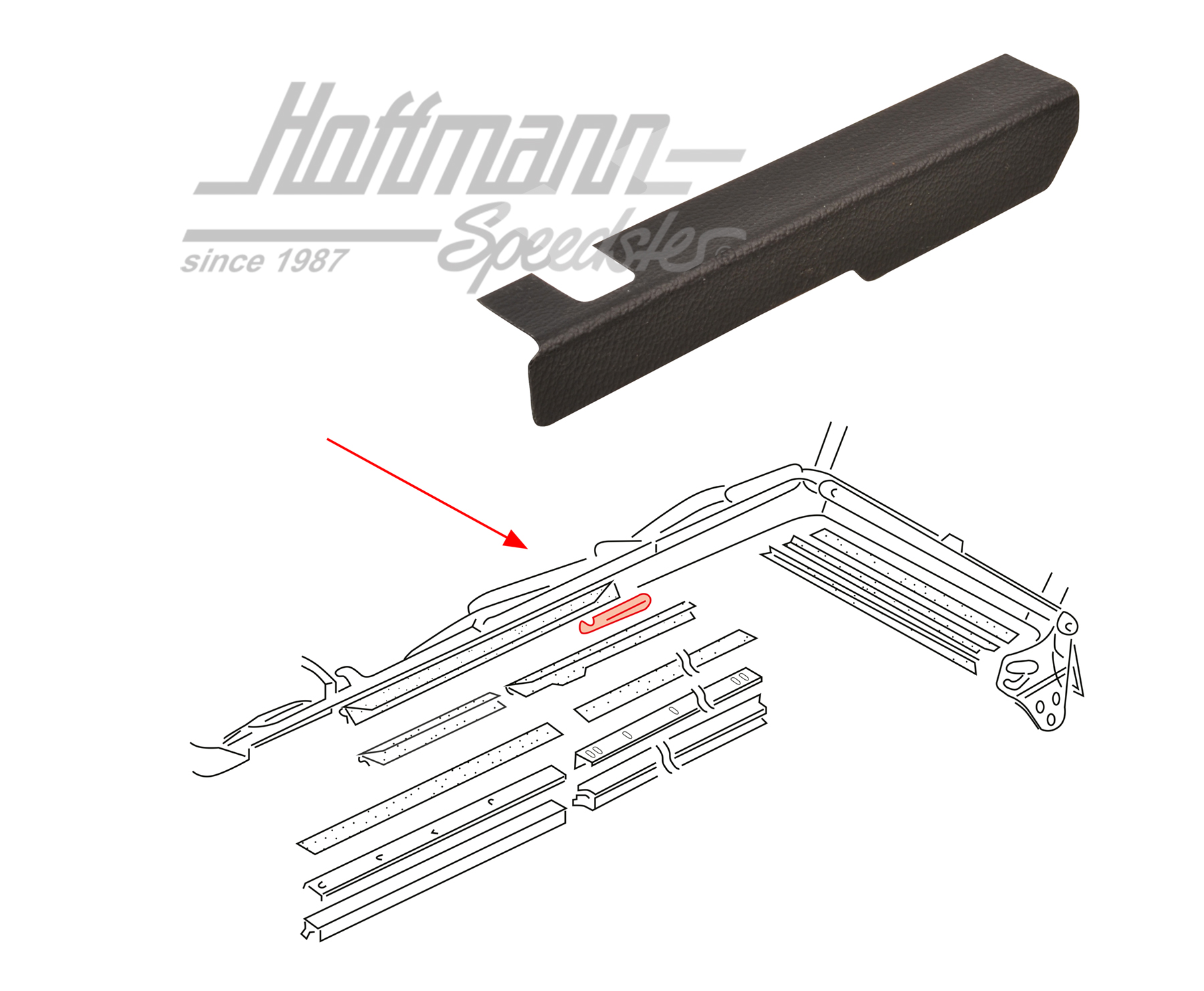 Déflecteur d'eau, tringlerie de capote
, gauche | 155 871 351 | 180-4008-01