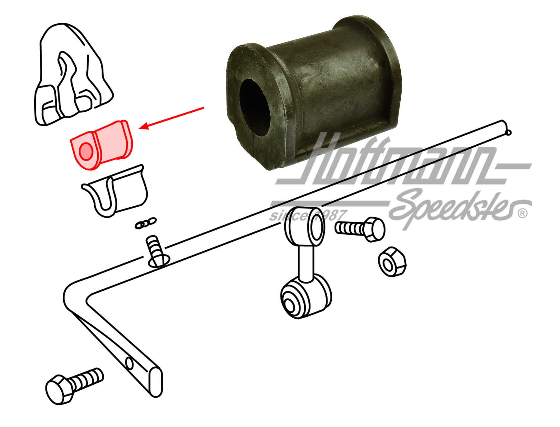 Support en caoutchouc, stabilisateur, avant/arrière, 22mm                                           