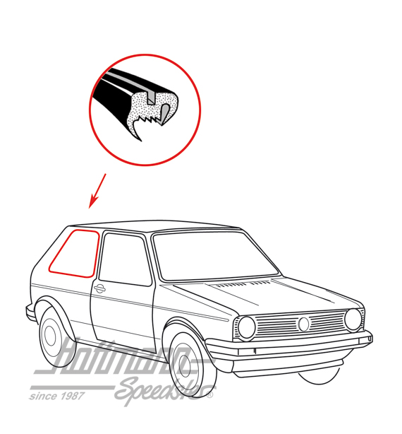 Joint de vitre latérale, Golf 1, arrière, droite | 171 845 322 | 180-7072