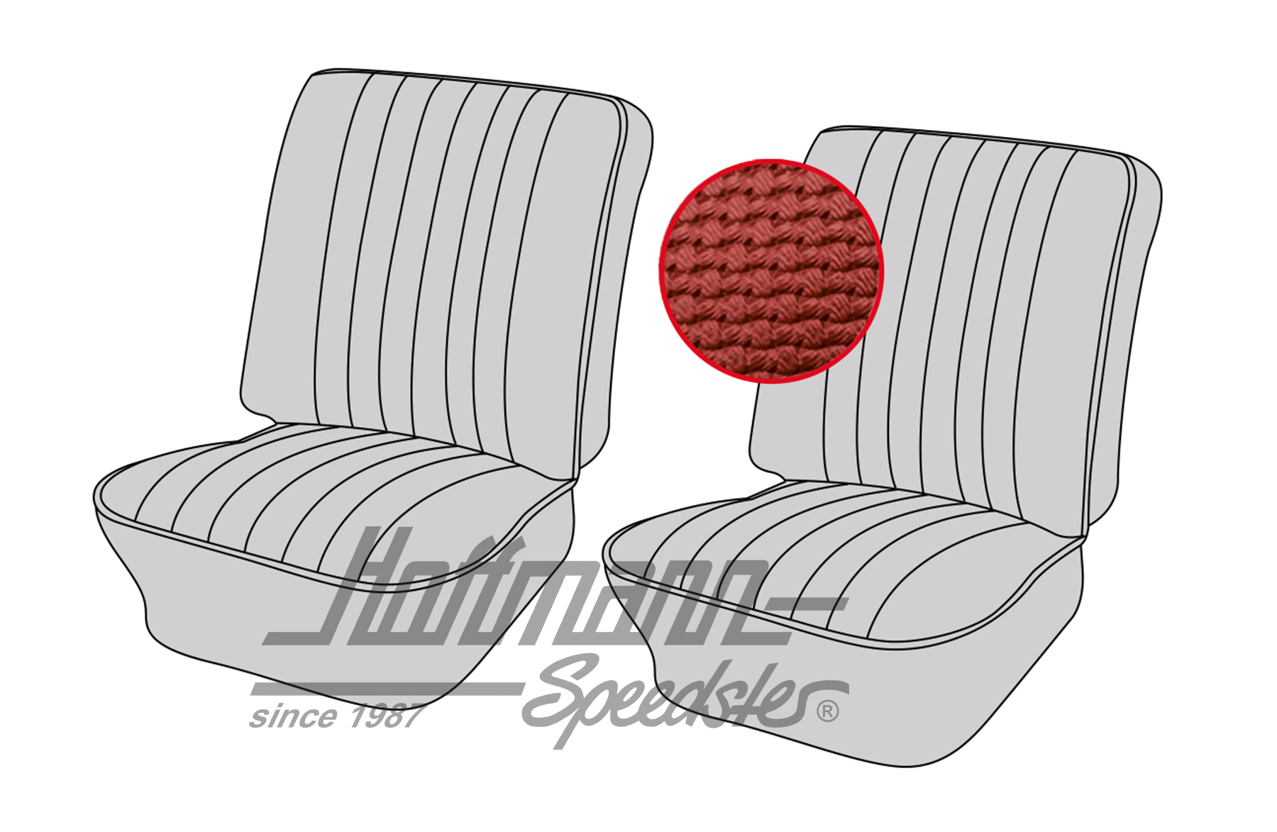 Housses de sièges, avant, Type 3, 4.61-7.64, rouges | 43-3001-07 | 069-9600-07