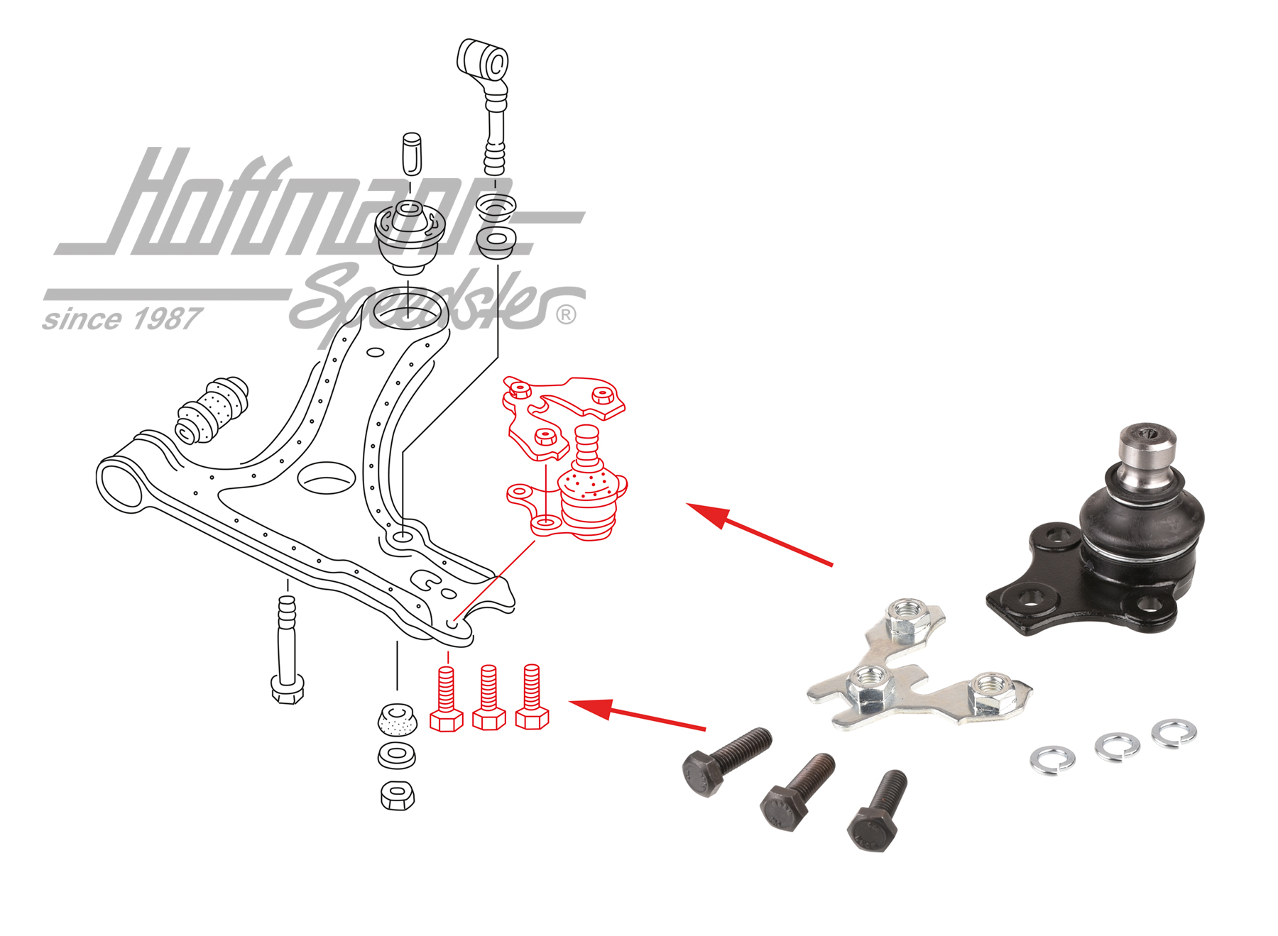 Rotule, bras triangulaire, Golf 2, 19mm                                                             