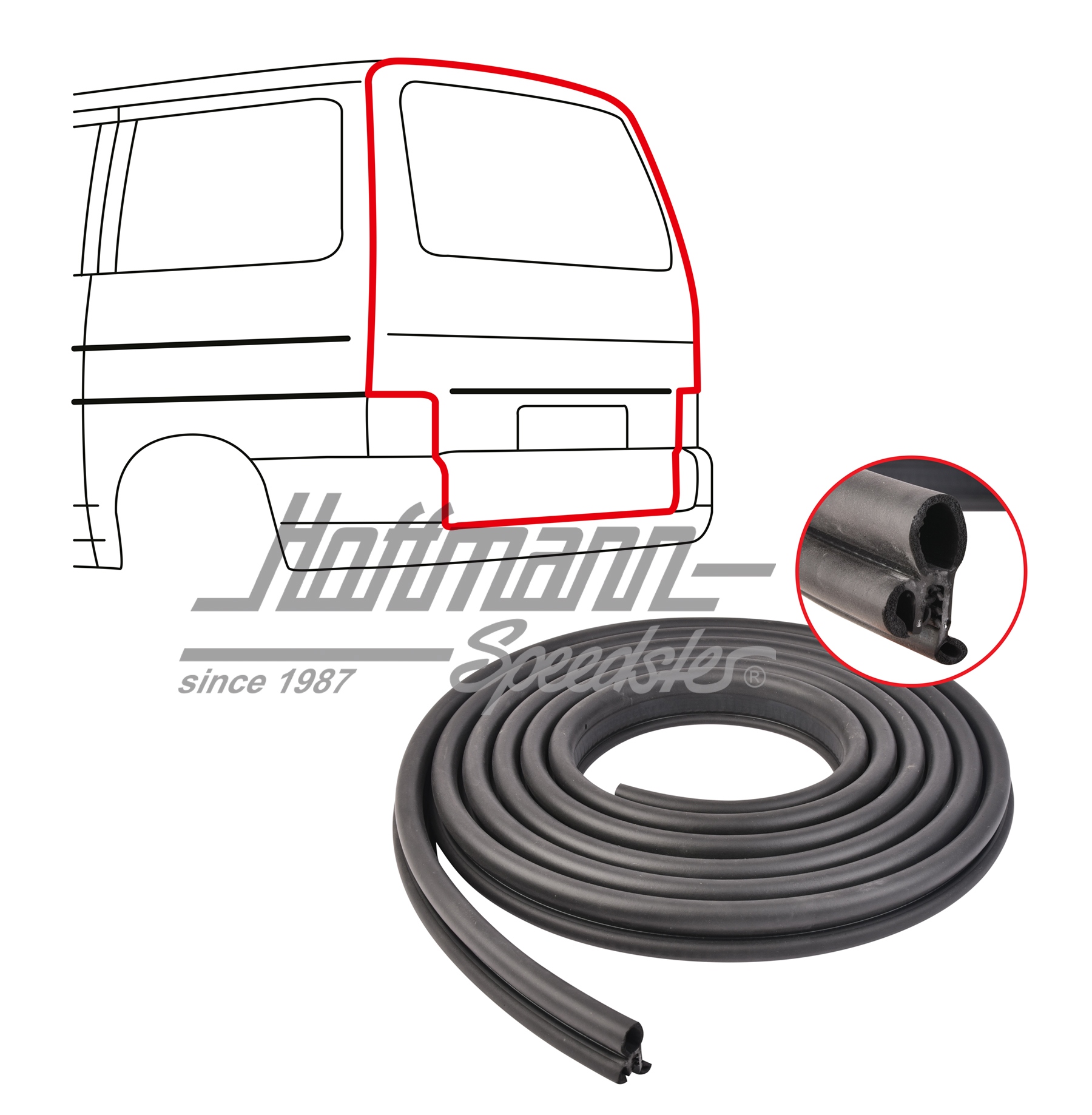 Joint, hayon arrière/portes à charnière, Bus T4, ECO | 721 827 705 B | 405-2005-10