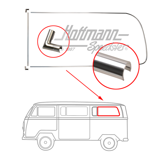 Cadre décoratif, aluminium, vitre latérale, arrière, partagée, gauche | 241 853 347 | 097-1280-21
