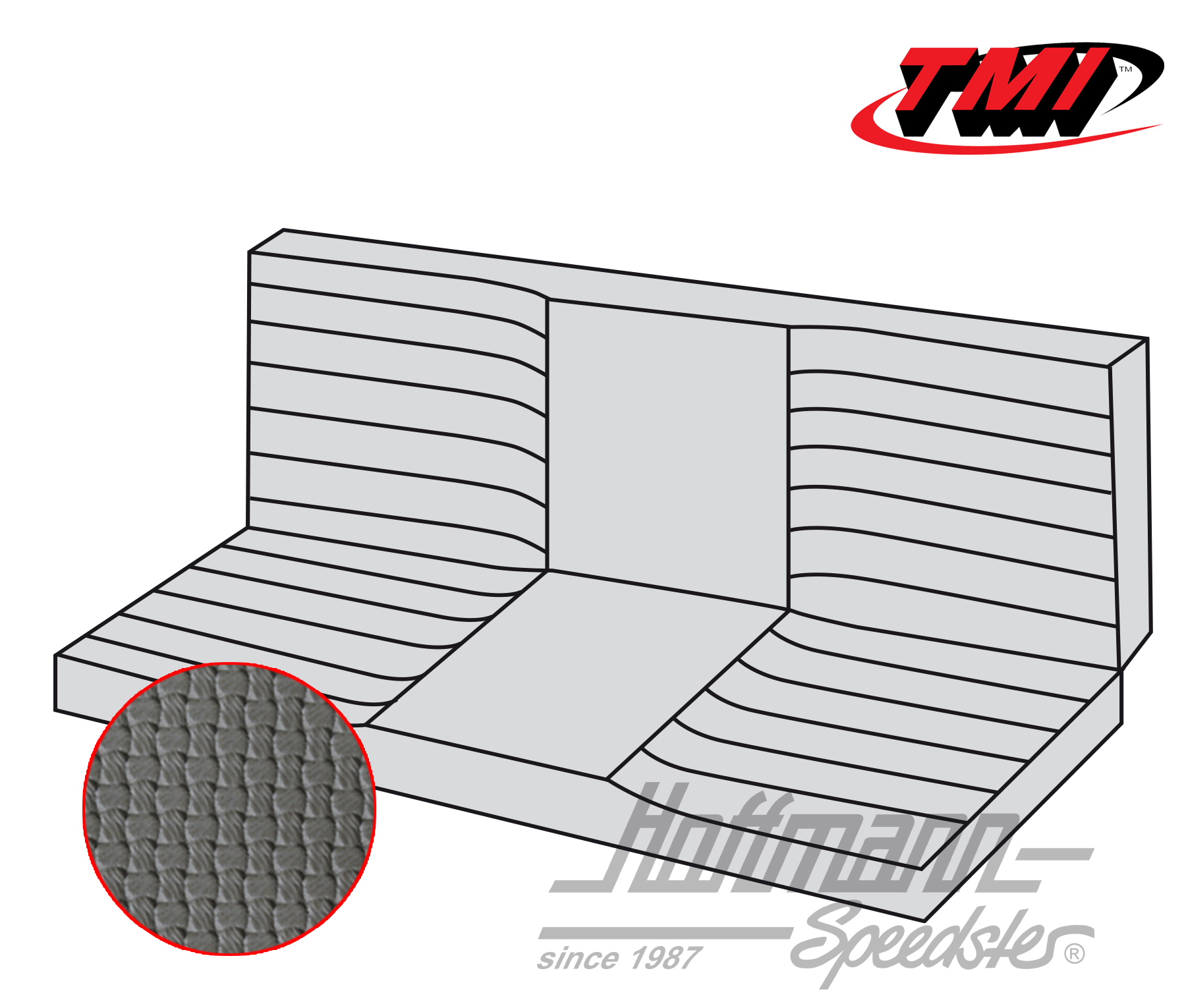 Housse de banquette, Karmann Ghia Coupé, 71-74,, grise | 43-1512-06 | 066-0083-35