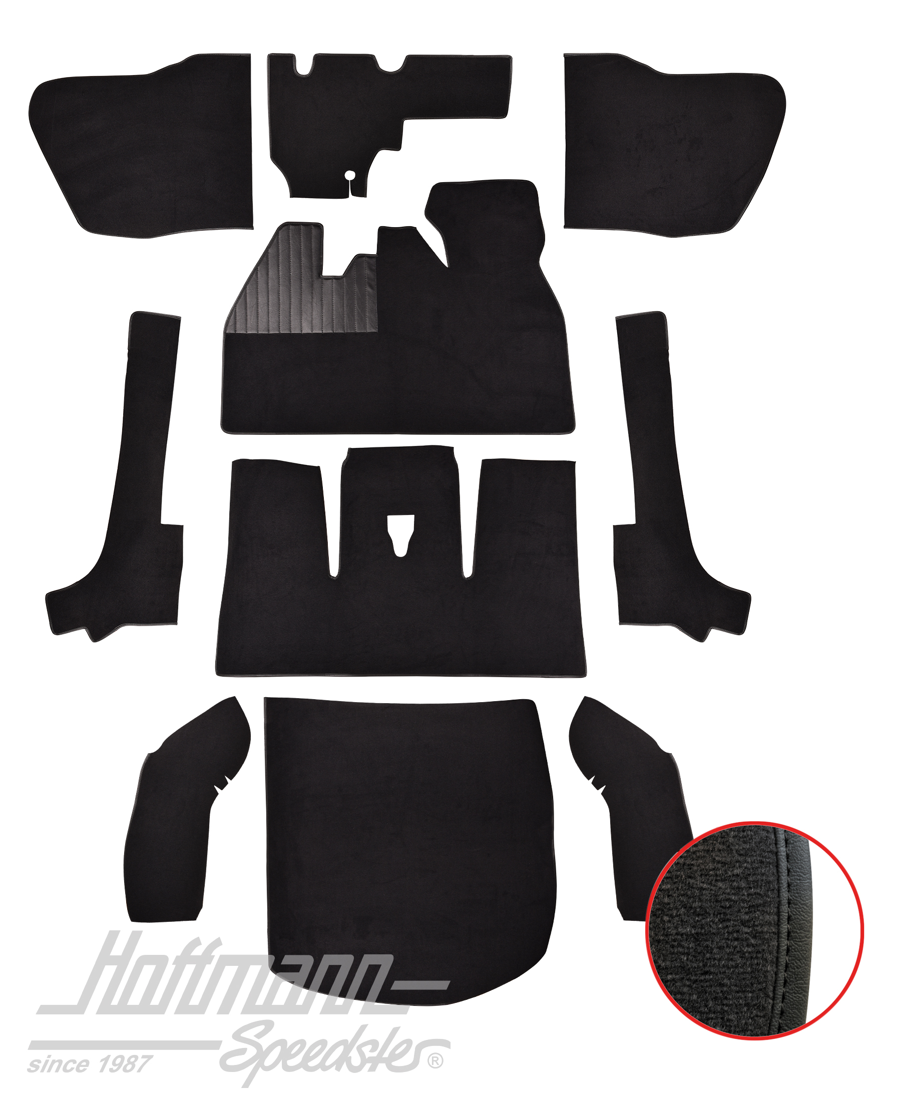 Kit moquettes, Cox Cabriolet, 8.66-7.70, noir |  | 026-5921