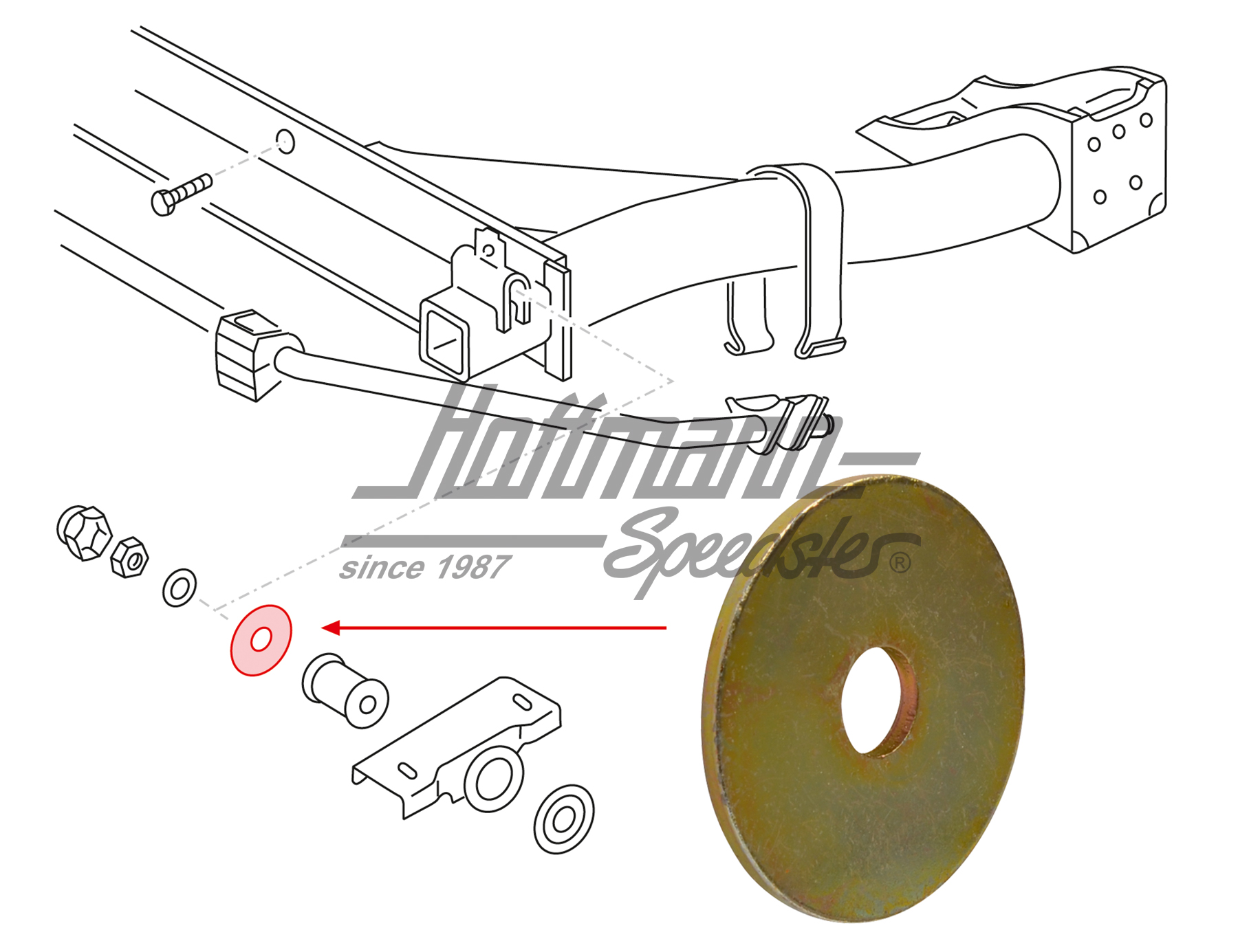 Rondelle, support en caoutchouc, essieu arrière | 171 501 543 | 140-0929-10
