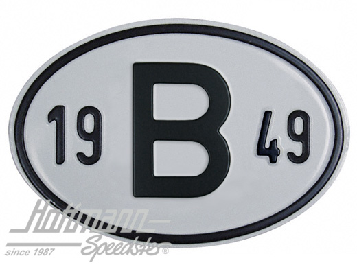 Plaque de nationalité "B", alu, avec année "1949" |  | 020-2397-49