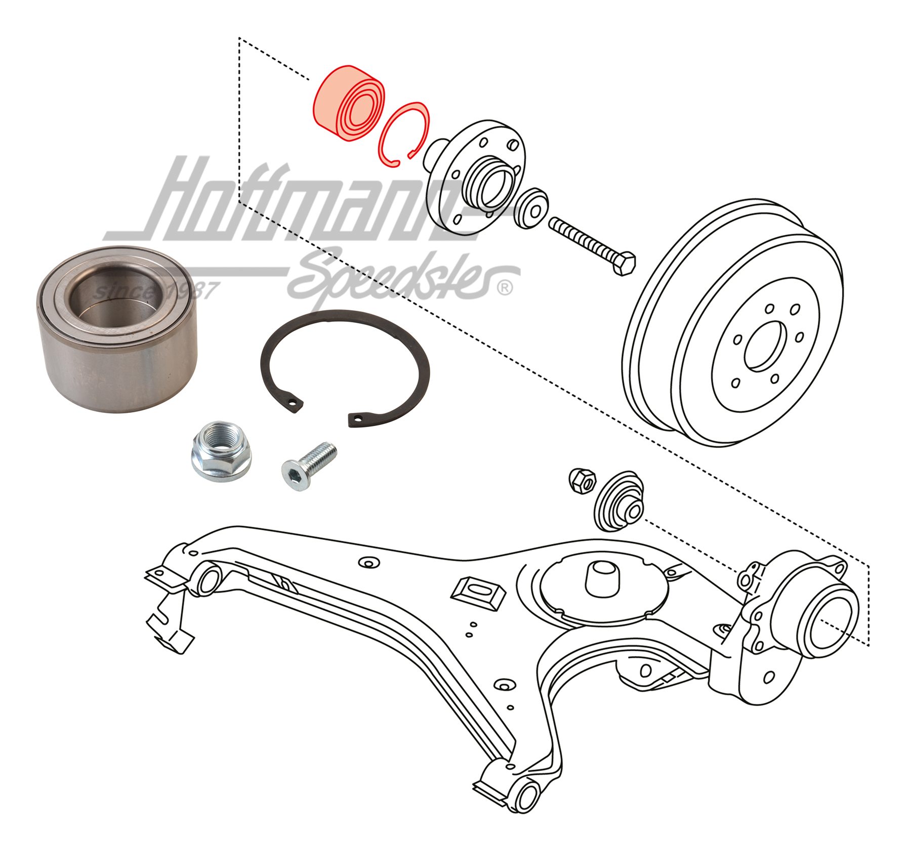 Kit roulement de roue, arrière, Bus T4, 2000kg | 701 598 625 B | 405-0183