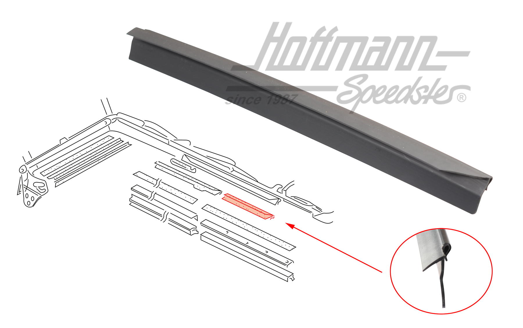 Joint, cadre de toit, avant, droite | 155 871 374 B | 180-4045-02