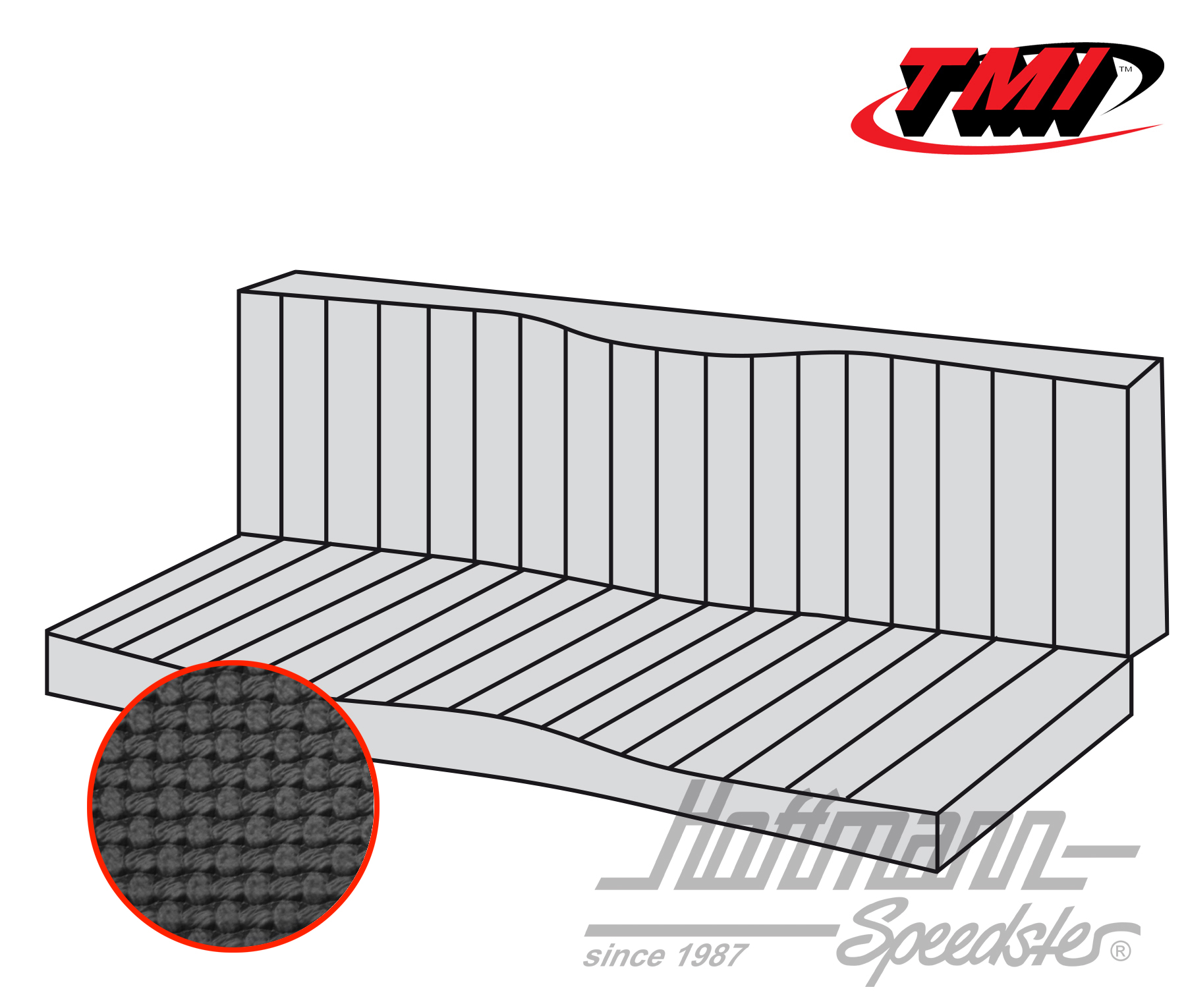 Housse de banquette, Karmann Ghia Cab., 55-71, noire | 43-1611-01 | 066-0084-40