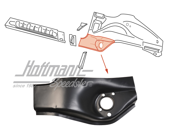 Tôle de réparation, tube d'essieu, arrière, gauche                                                  