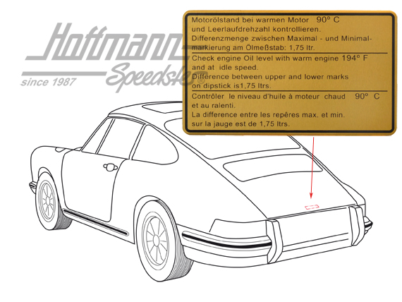 Autocollant "Niveau d'huile, 911, .81-.89                                                           
