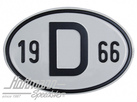 Plaque de nationalité "D", alu, avec année "1966" |  | 020-2396-66