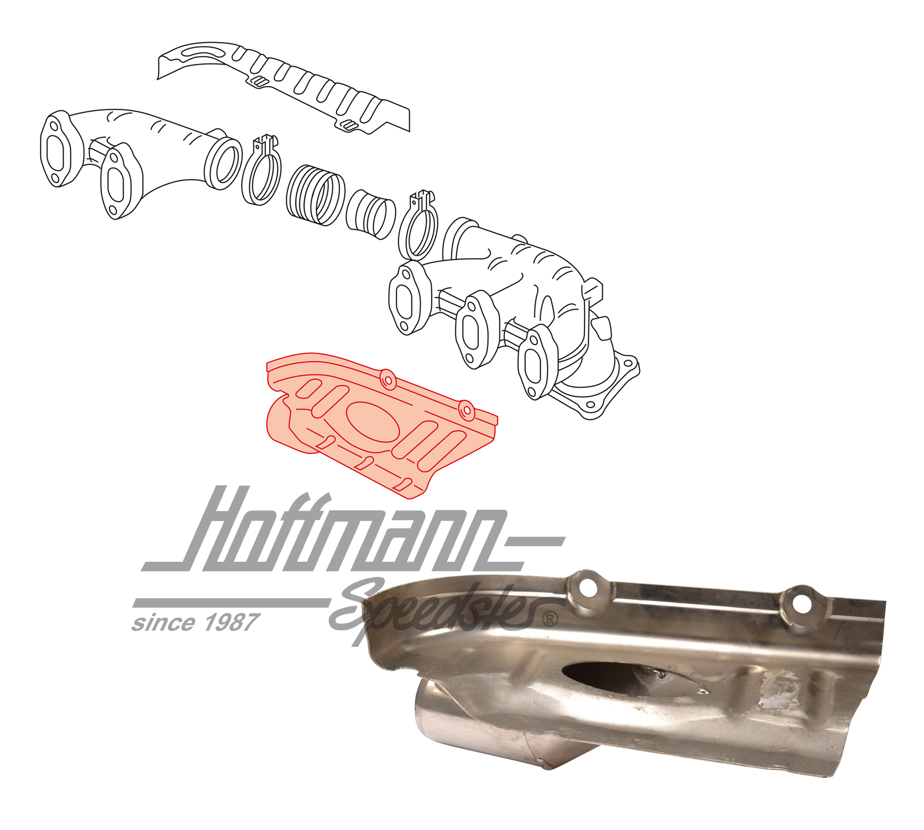 Déflecteur de chaleur, collecteur d'échappement
, 2.5, en bas | 023 253 042 A | 402-0004-02