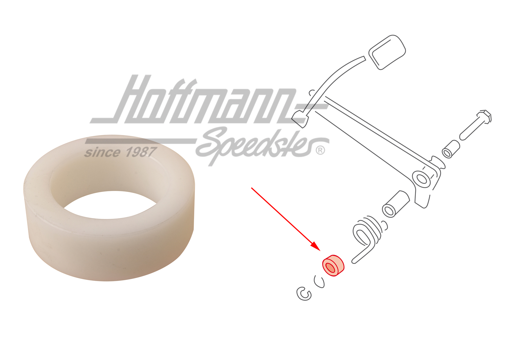 Douille entretoise, ressort, pédale de frein, Bus T2 | 211 721 167 | 092-1022-06