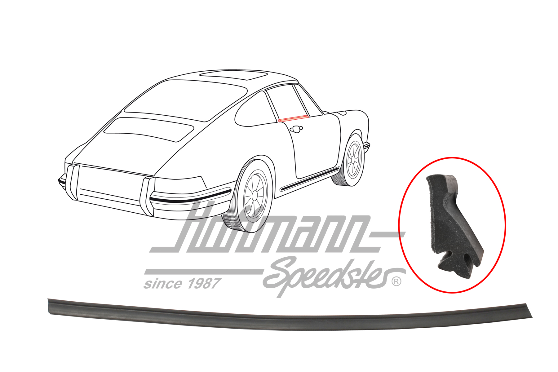 Joint, vitre de porte, 911 Coupé, droite                                                            