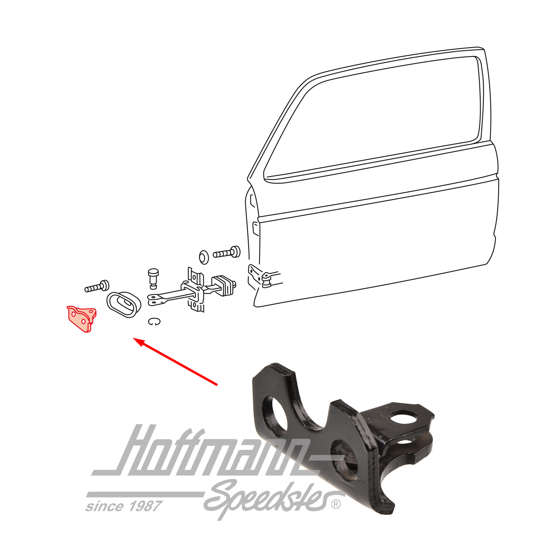 Cadre support, arrêt de porte
, colonne-A
, 74-78/-93 | 171 831 381 A | 180-1060-20