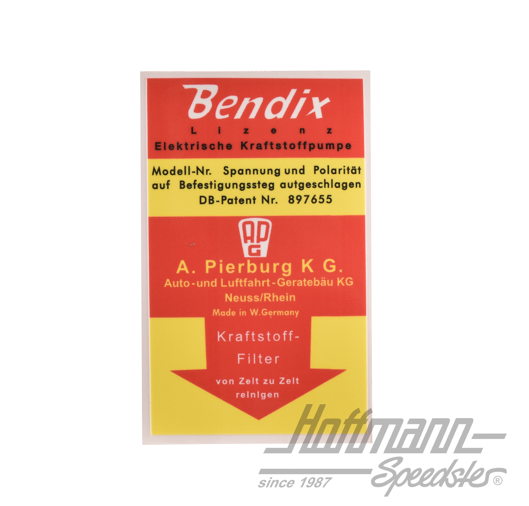 Autocollant, Bendix, pompe à essence, 356 B                                                         