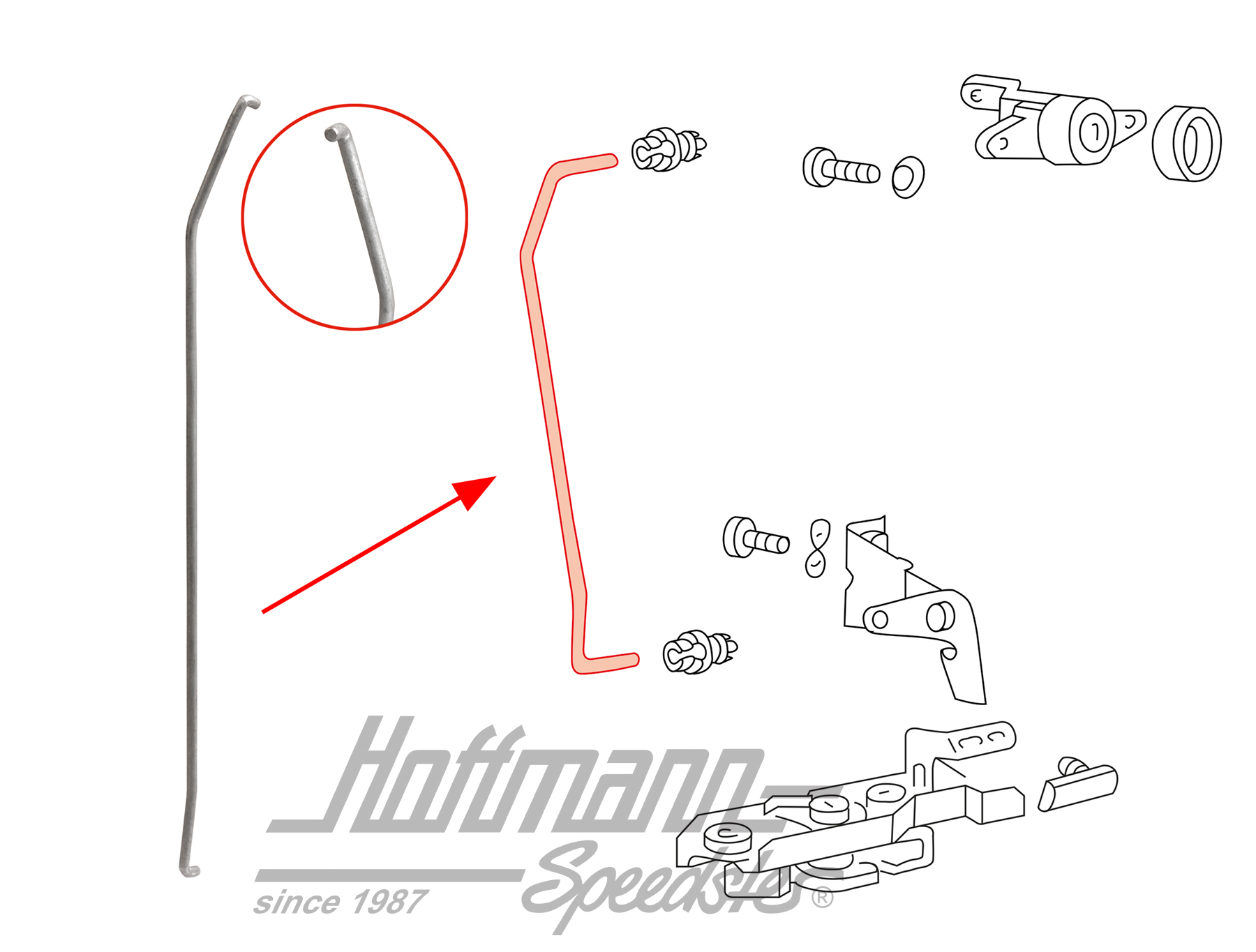 Tirant, serrure de hayon arrière
, Golf 1 Cabriolet | 155 827 515 | 180-1123-10