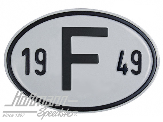 Plaque de nationalité "F", alu, avec année "1949" |  | 020-2399-49