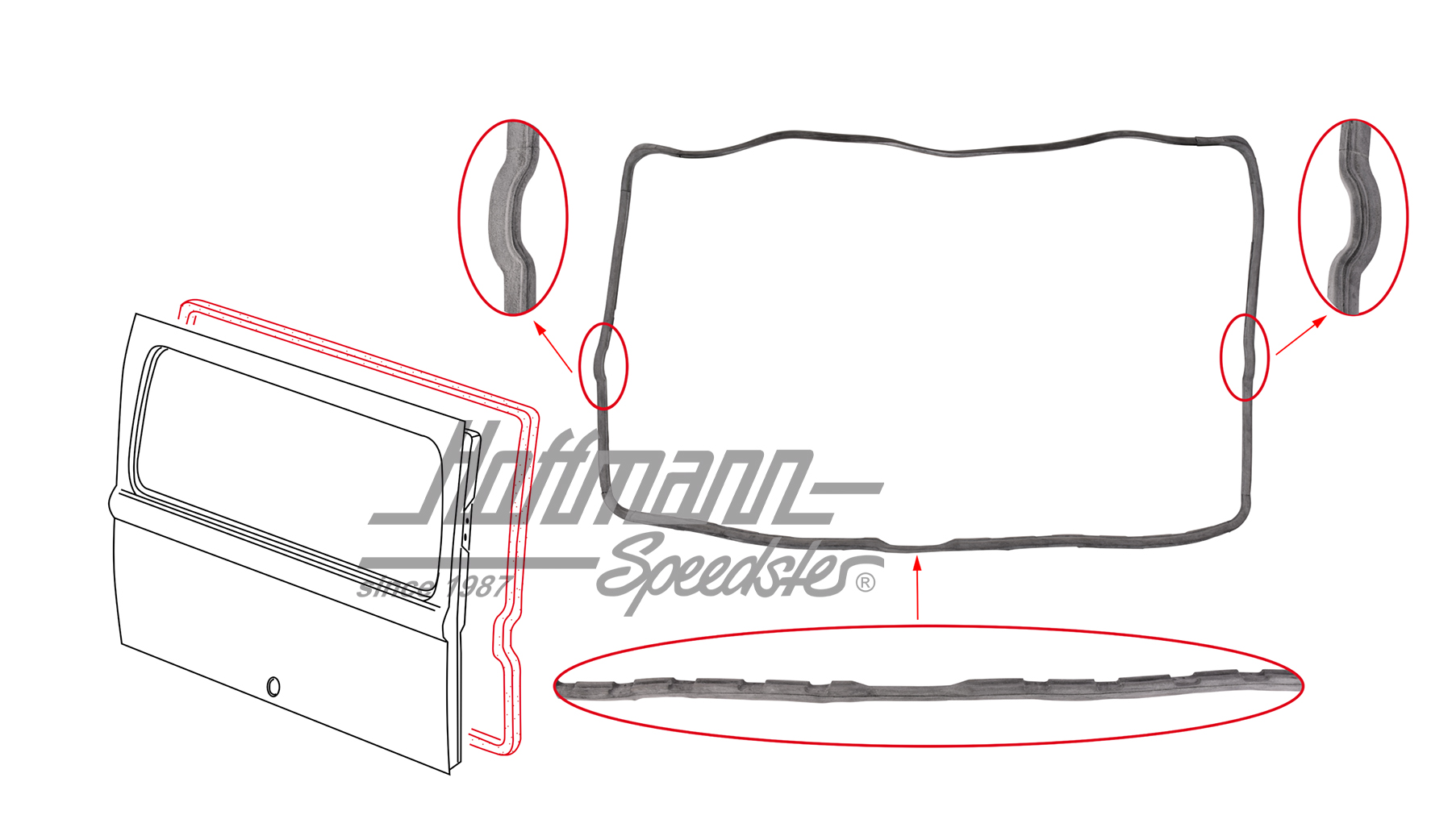 Joint de hayon arrière, Bus T2, 8.71-7.79, Top Qualite | 211 829 193 E | 090-6130