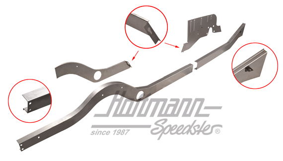 Tôle de réparation, longeron, complète, droite                                                      