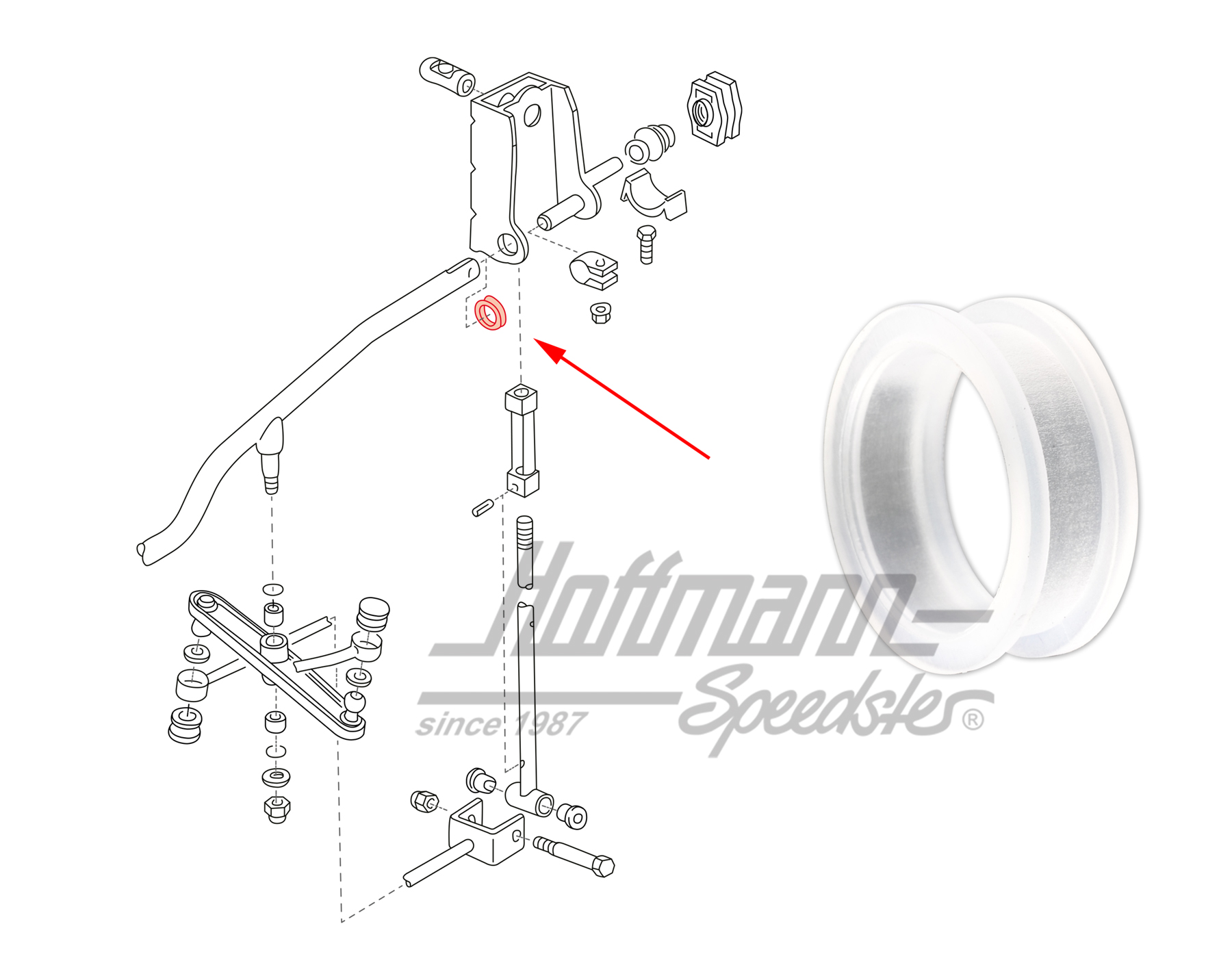 Douille, arbre de commande de vitesses, arrière, Bus T4 | 701 711 066 A | 407-2010-23