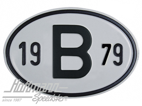 Plaque de nationalité "B", alu, avec année "1979" |  | 020-2397-79