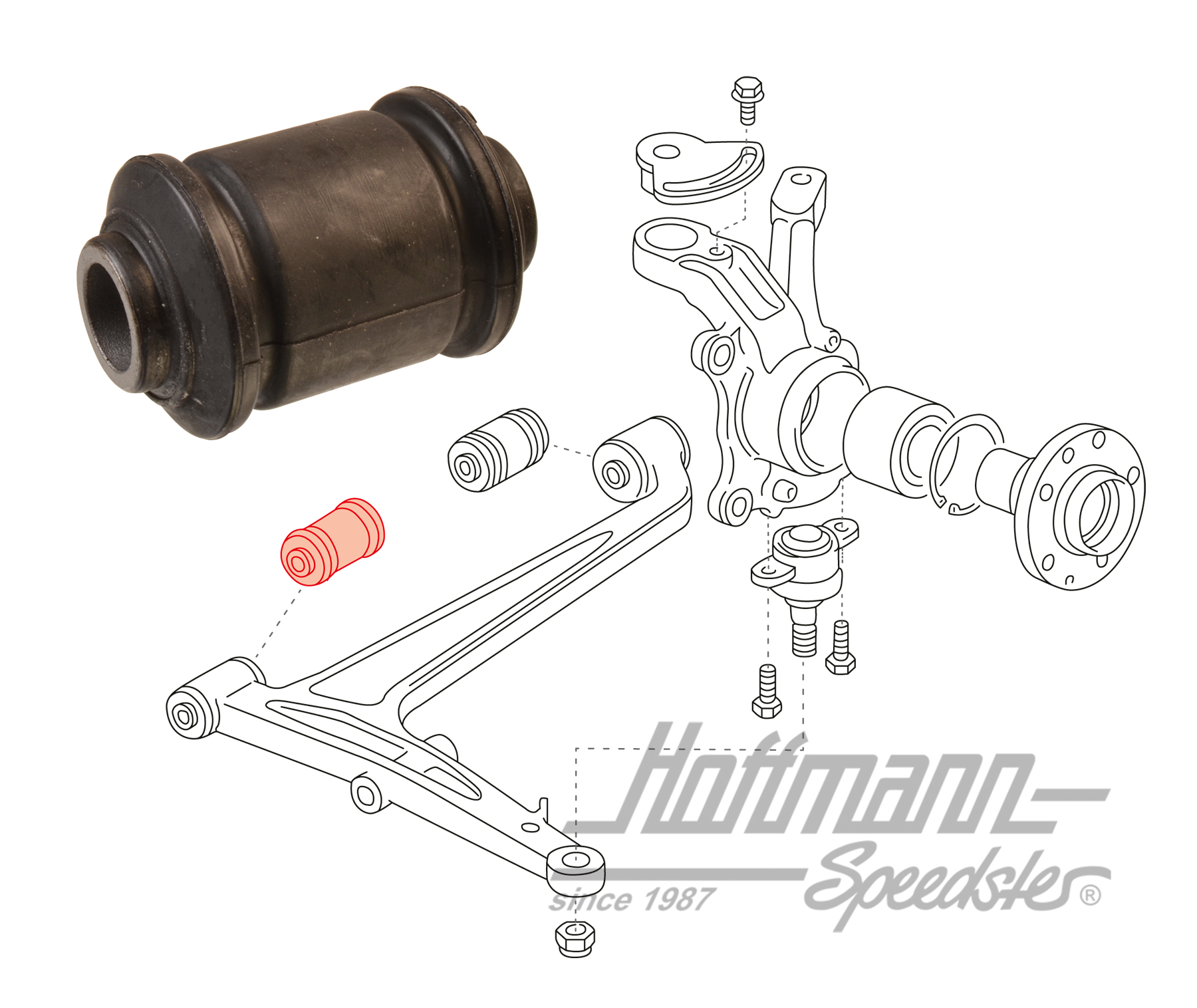 Support en caoutchouc, avant, bras triangulaire en bas, 90-95 | 701 407 183 | 404-0540