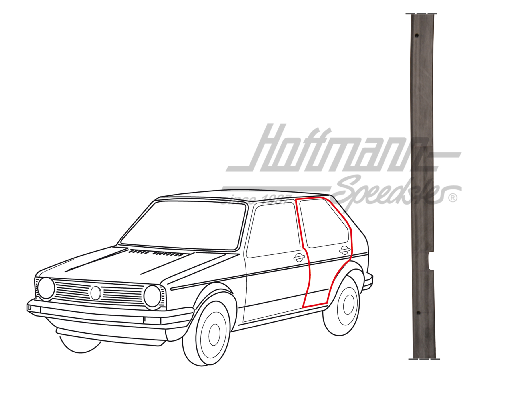 Joint de porte, Golf 1, 4-portes, arrière, gauche | 173 839 911 E | 180-7023-01