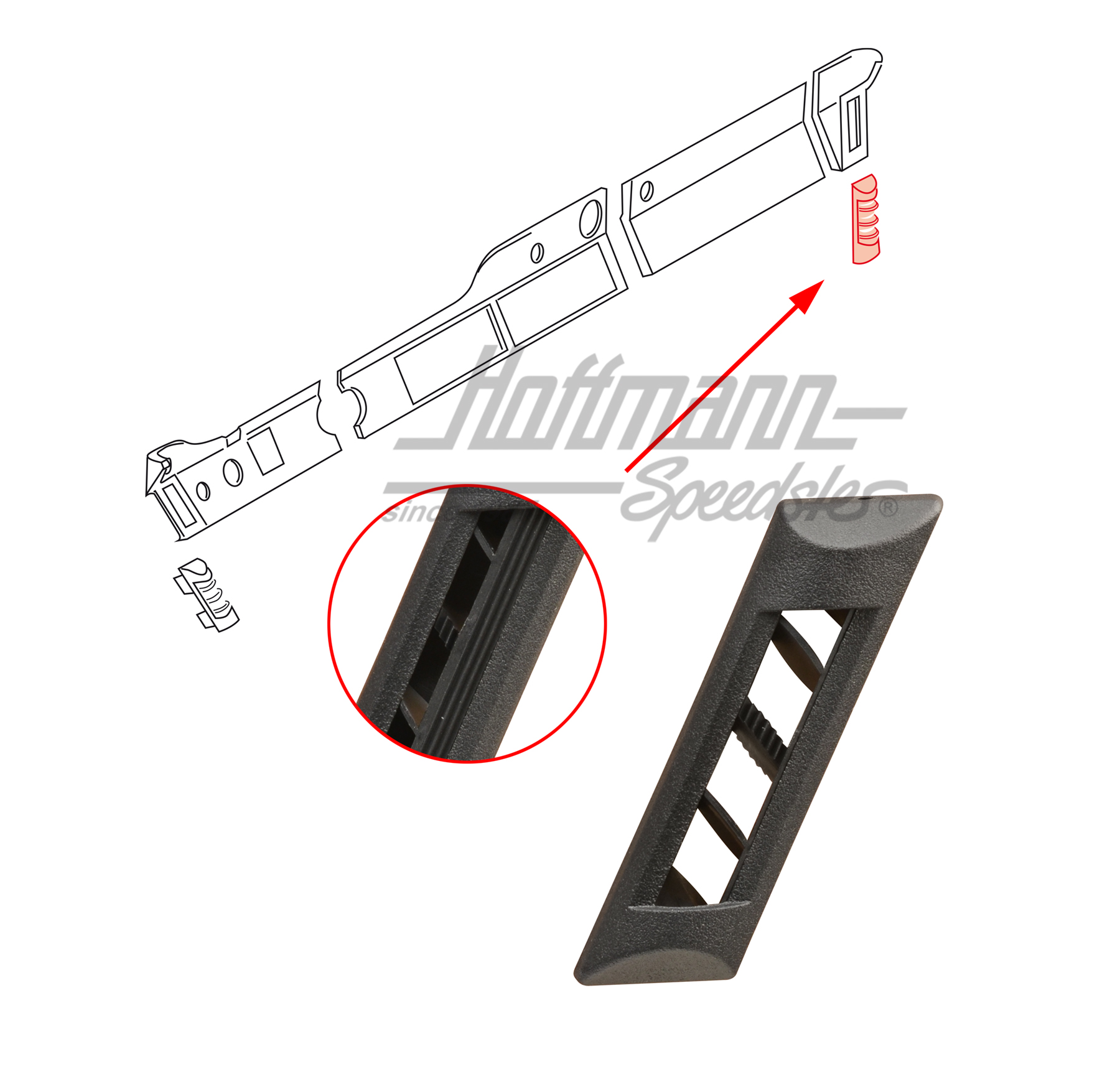 Buse d'air, tableau de bord, 911, .74-.85
, droite                                                 