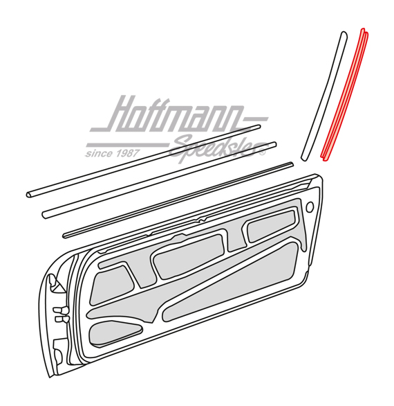 Moulure, joint, arceau Targa
/porte, gauche                                                        