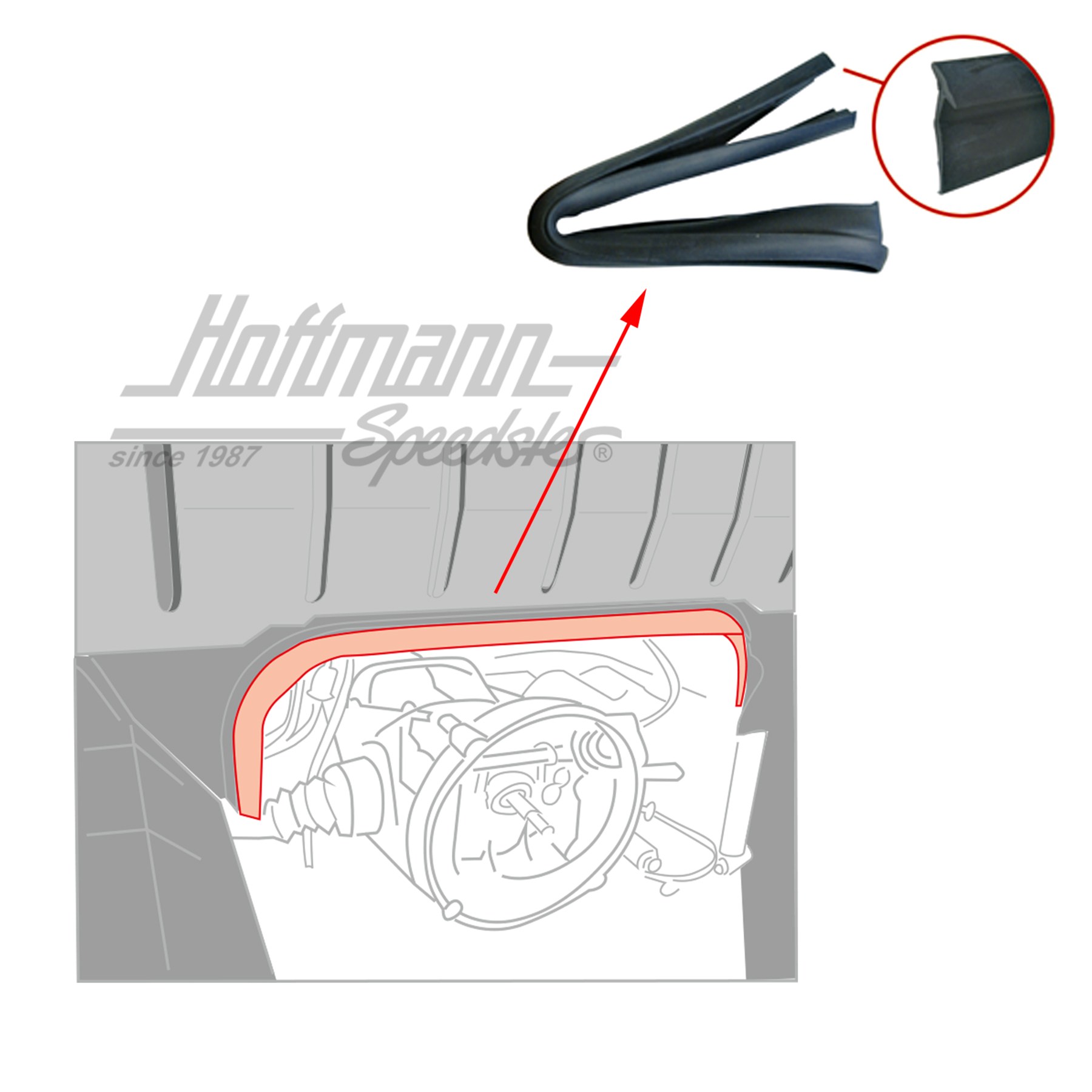 Joint de compartiment moteur, avant, tablier d'auvent                                               