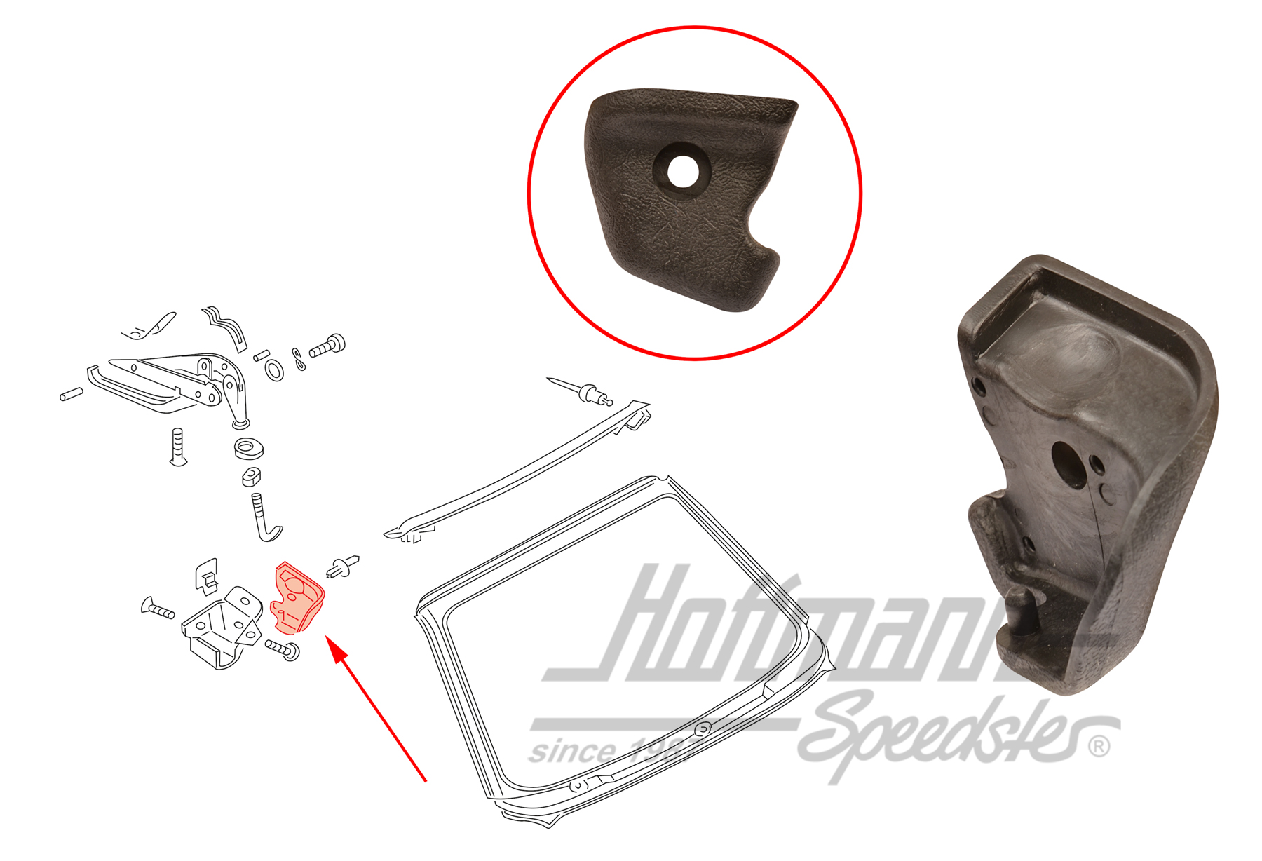 Cache, fermeture de capote, en haut, droite | 155 871 394 B O1C | 180-4410-02