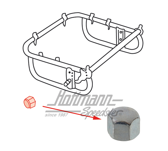 Écrou borgne (M6), carcasse de siège, en bas, -68 | N  011 062 3 | 055-7094-34