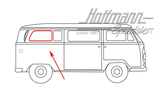 Joint de vitre latéral, sectionné, arrière, avec rainure | 221 845 343 A | 090-6113-10