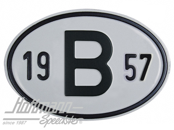 Plaque de nationalité "B", alu, avec année "1957" |  | 020-2397-57