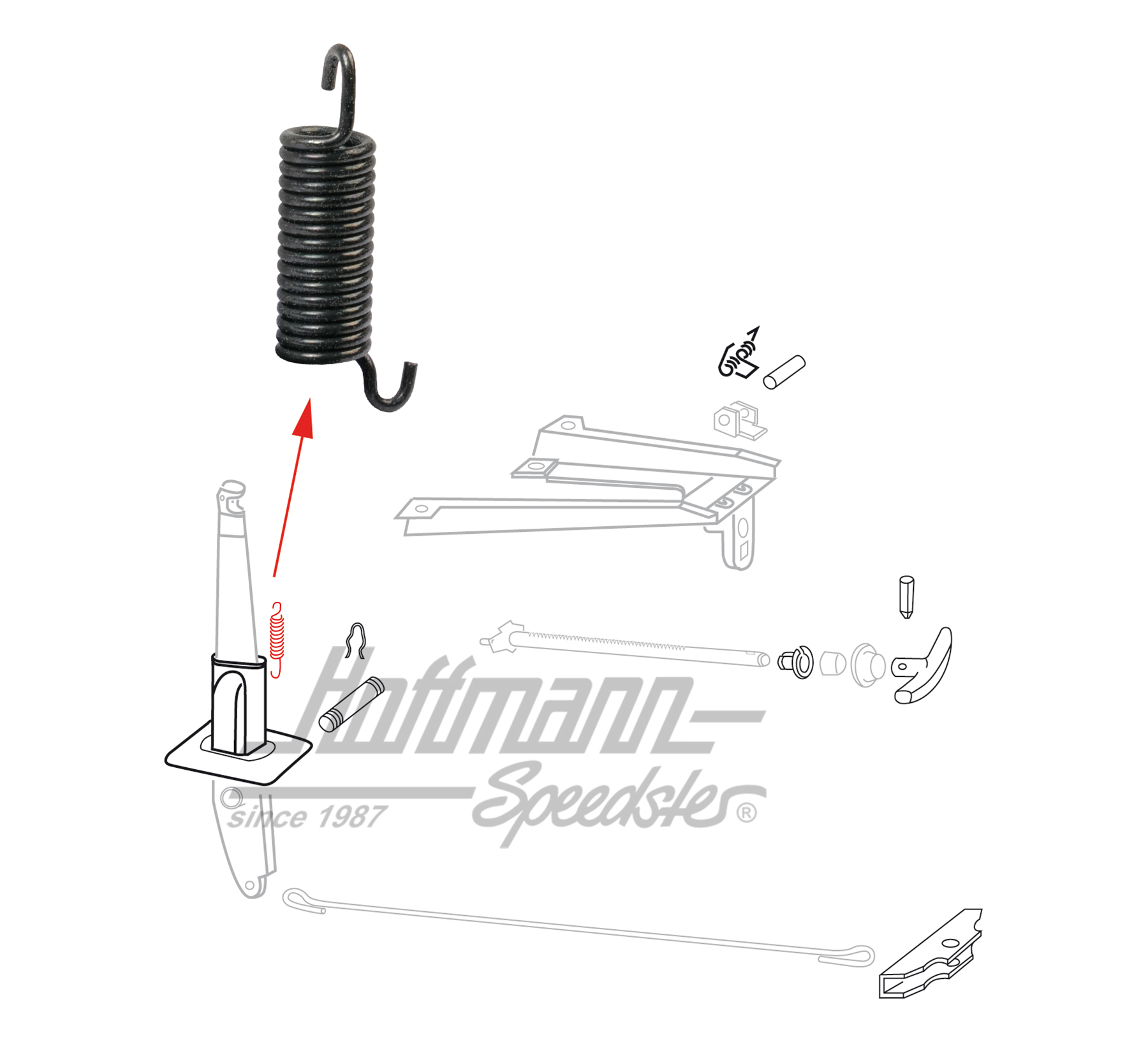 Ressort, tirant, frein à main, Bus T2 | 211 711 439 A | 098-0202-15