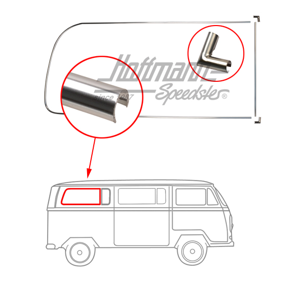Cadre décoratif, aluminium, vitre latérale, arrière, partagée, droite | 241 853 348 | 097-1280-22