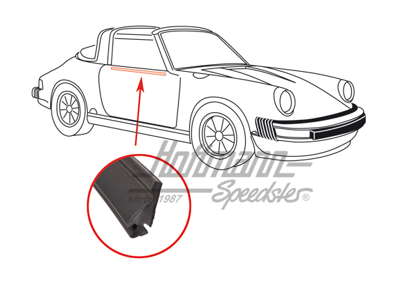 Joint, vitre de porte, Targa/Cabriolet, droite | 911 531 932 42 | 515-0942-02
