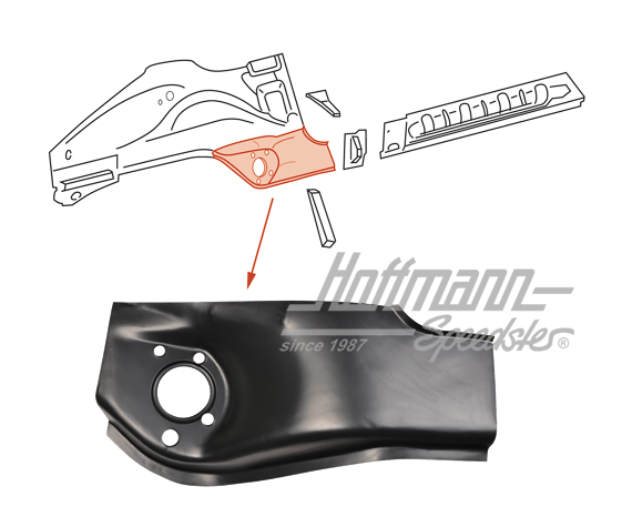 Tôle de réparation, tube d'essieu, arrière, droite                                                  