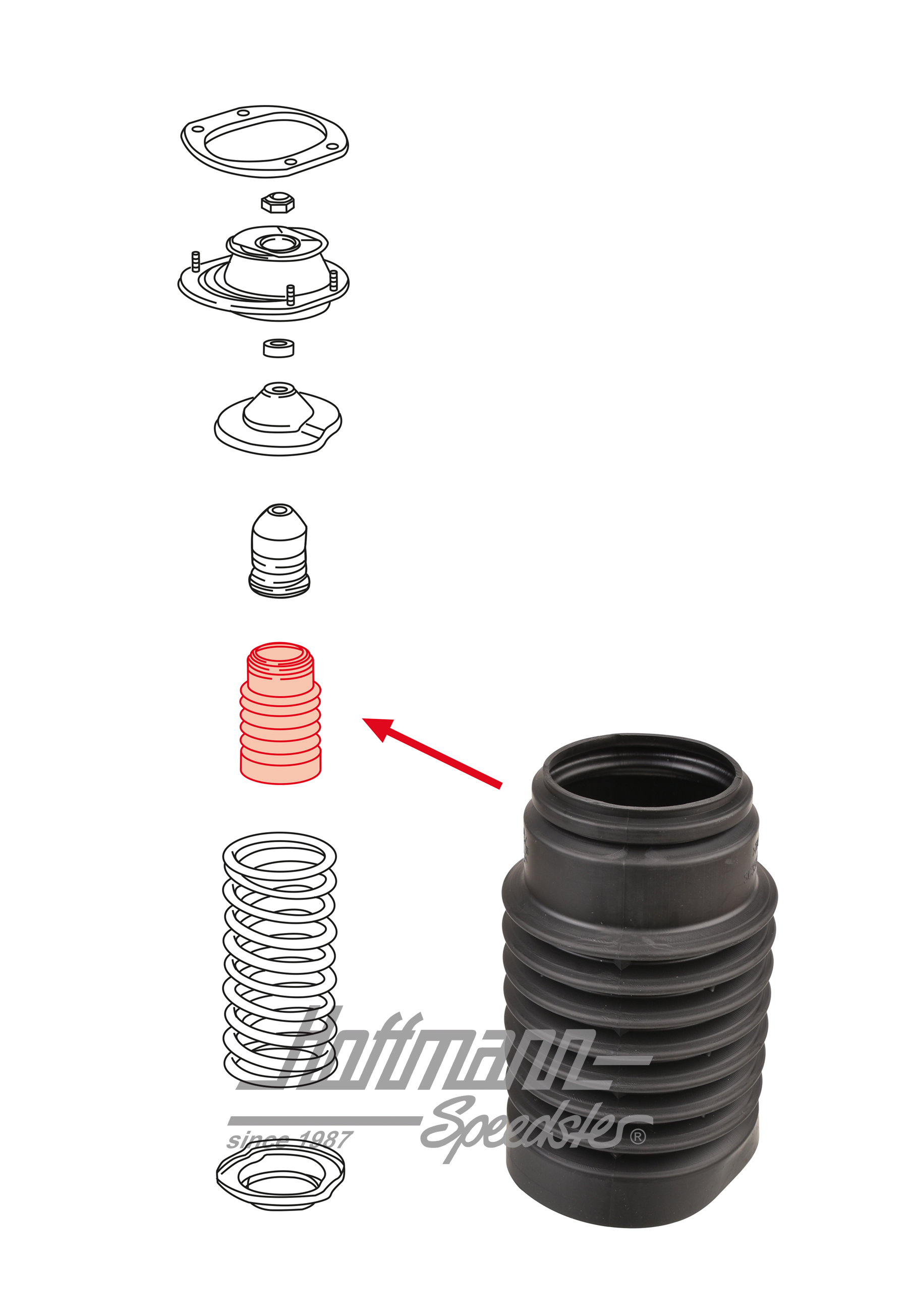 Manchon, amortisseur, avant, 964 | 964 343 505 00 | 521-4293-10