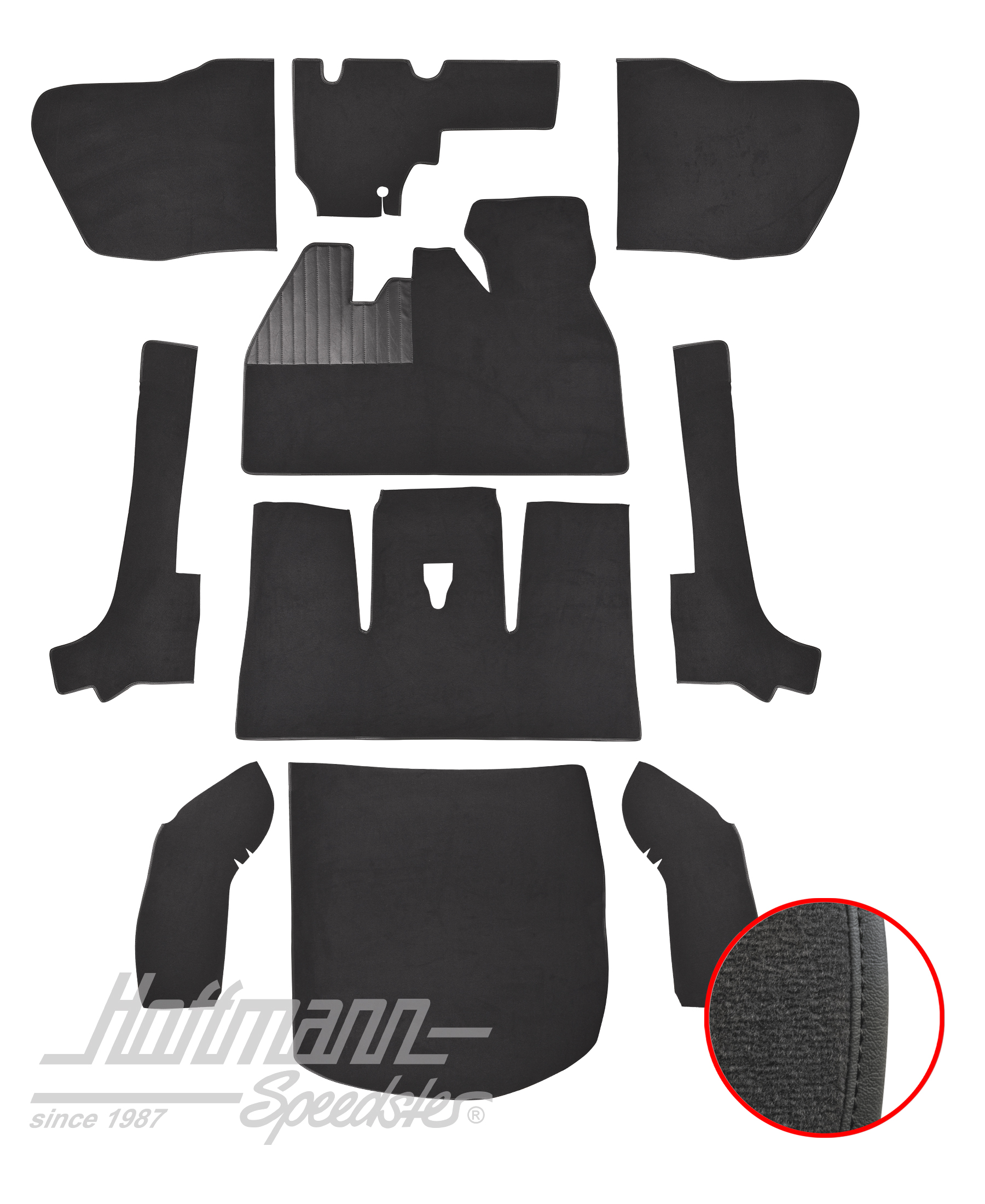 Kit moquettes, Cox Cabriolet, 8.66-7.70, anthracite |  | 026-5922