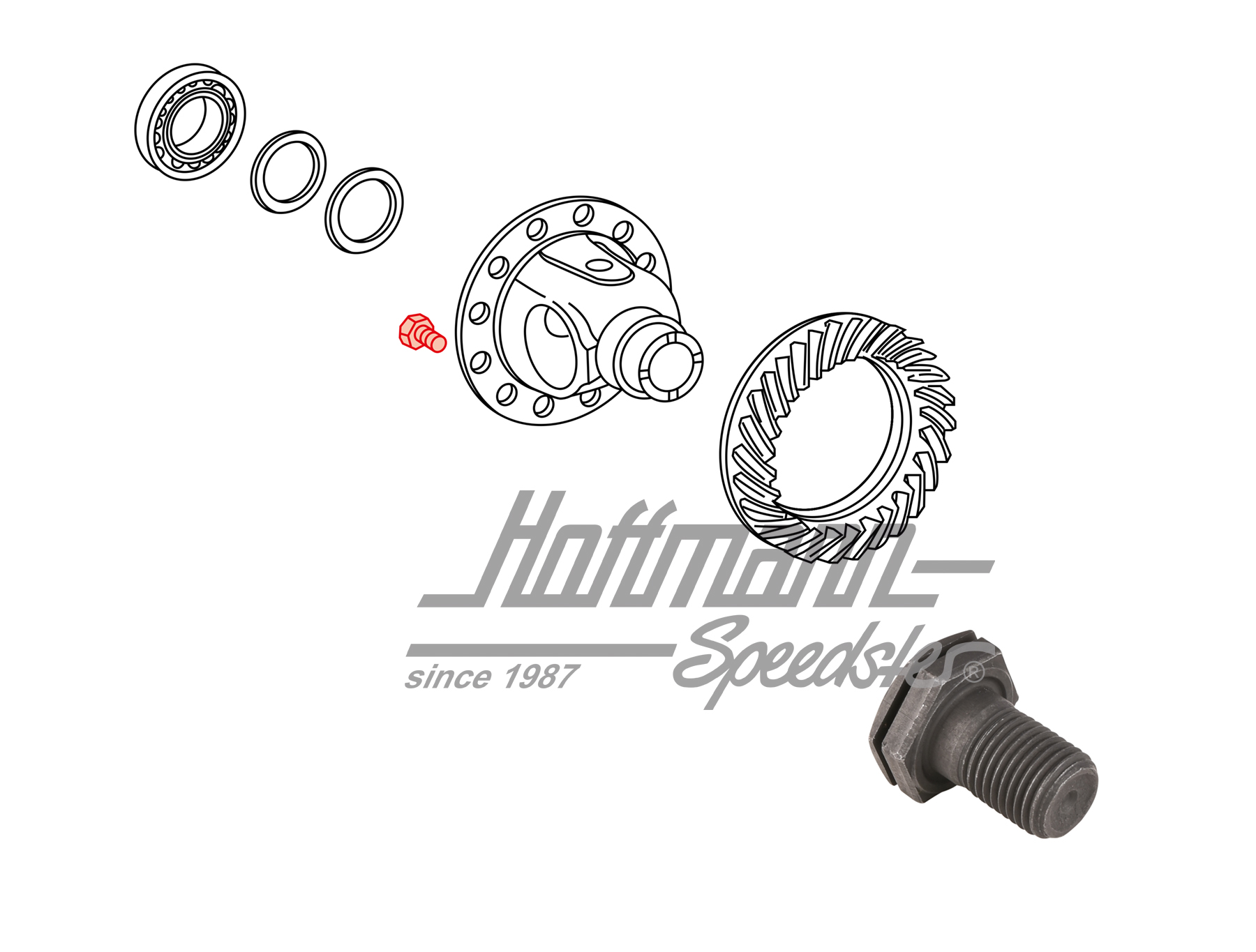 Vis, boîtier de différentiel, 911/914
                                                              