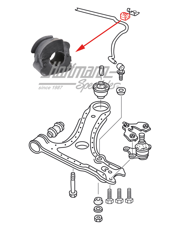 Support en caoutchouc, stabilisateur, AV, intérieur, 17mm                                           