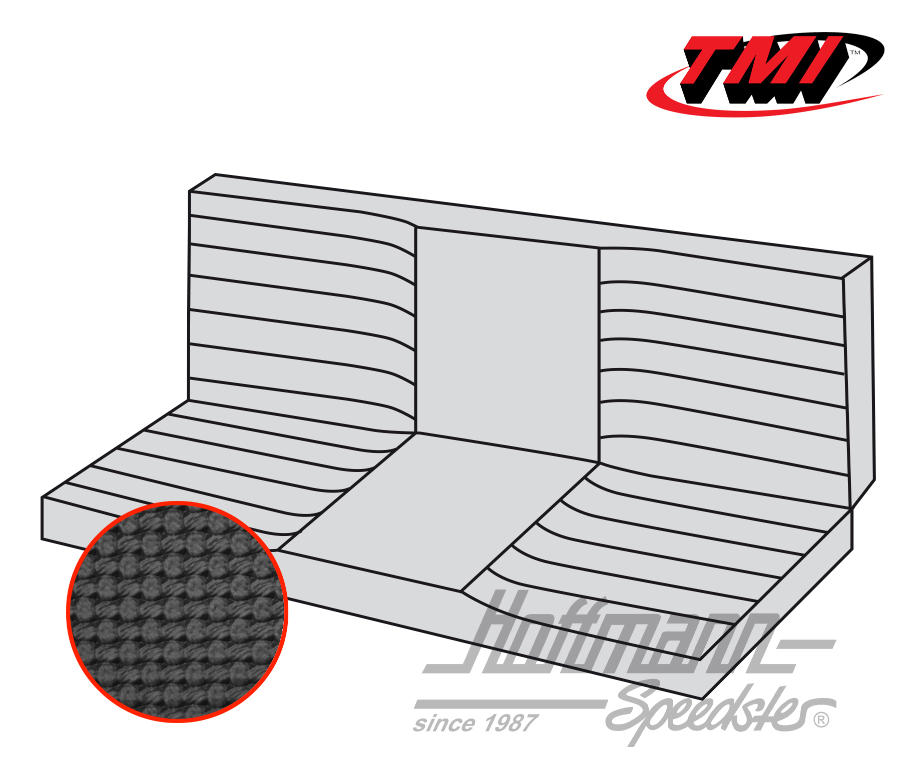 Housse de banquette, Karmann Ghia Coupé, 71-74, noire | 43-1512-01 | 066-0083-40