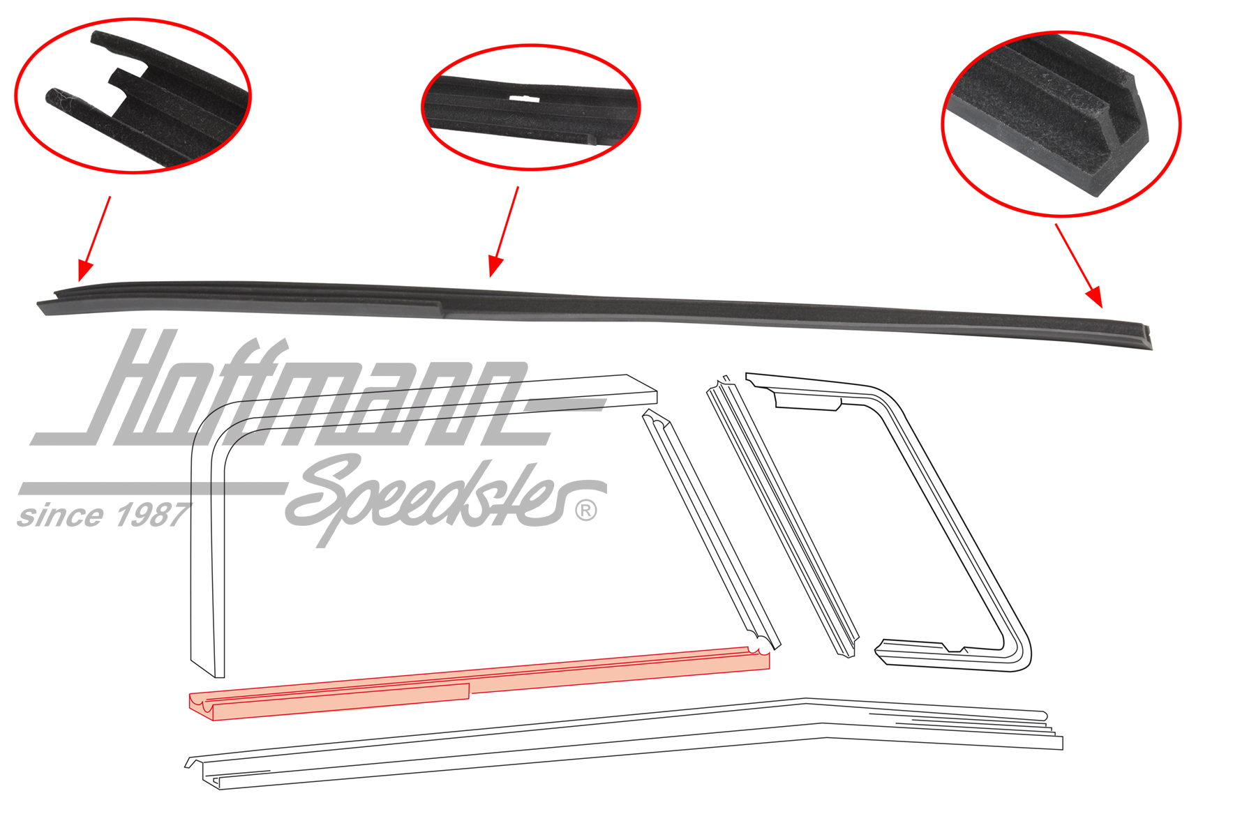 Profil de guidage, vitre coulissante, en bas, gauche | 211 837 387 A | 089-0130-11