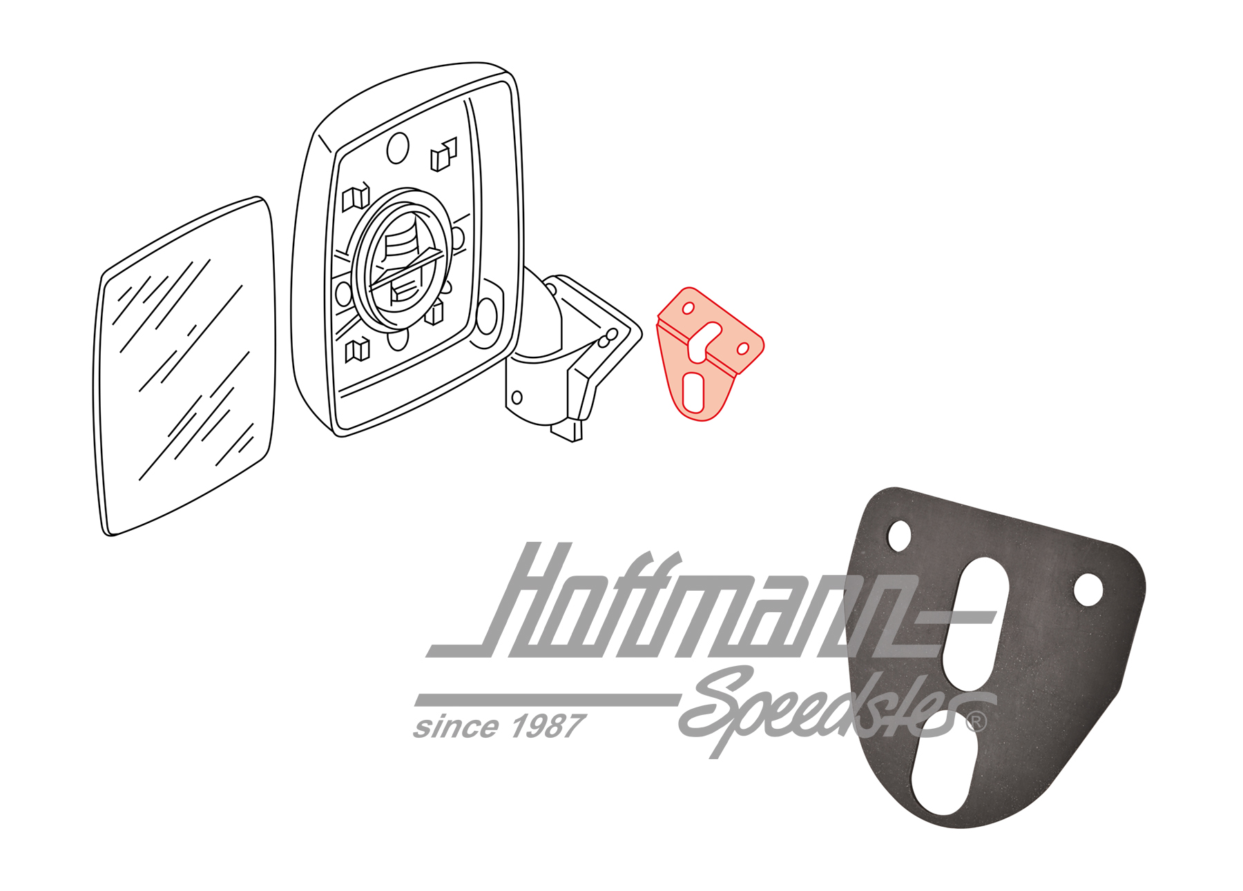 Support, rétroviseur électrique, Bus T3 | 251 857 543 B | 370-5186-10