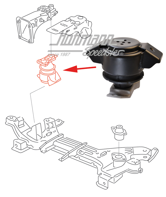Support en caoutchouc, support de moteur, arrière, droite, 16V | 535 199 262 | 201-5637