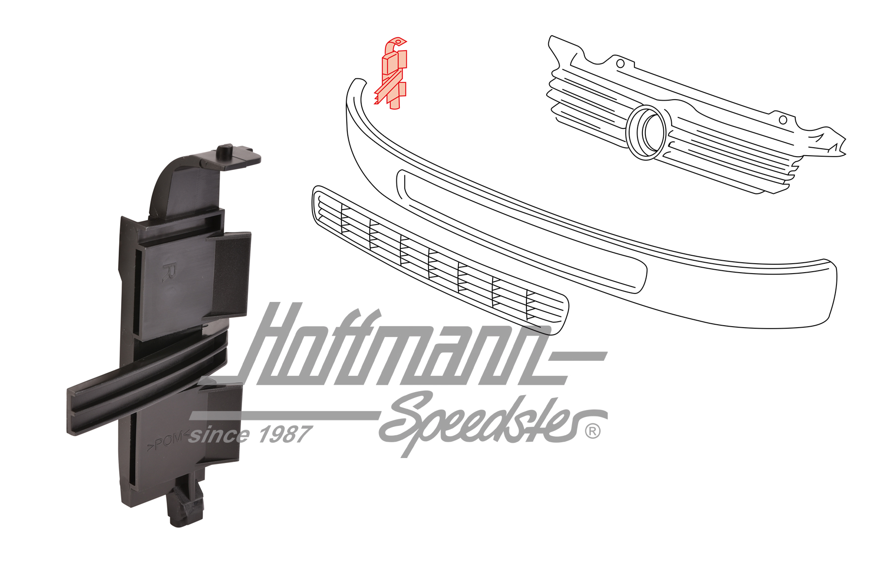 Guidage, écran/grille de radiateur
, en bas, droite | 7D0 854 510 | 408-2940-02